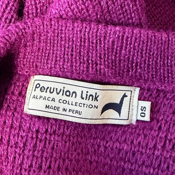 Peruvian Link Sweater Womens OS Deep Purple Cardigan Alpaca Cozy Open Soft Work - Picture 2 of 9